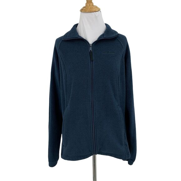 Columbia Jacket Womens M Medium Storm Blue Full Zip Stand Collar Fleece Pockets - Picture 1 of 10